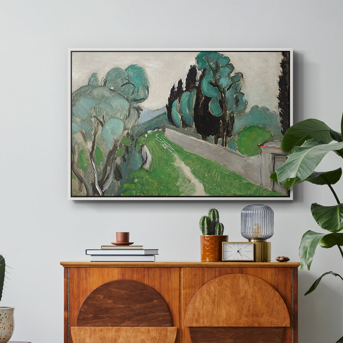 Landscape with Cypresses and Olive Trees near Nice, c. 1918 - Floater Framed Canvas Print