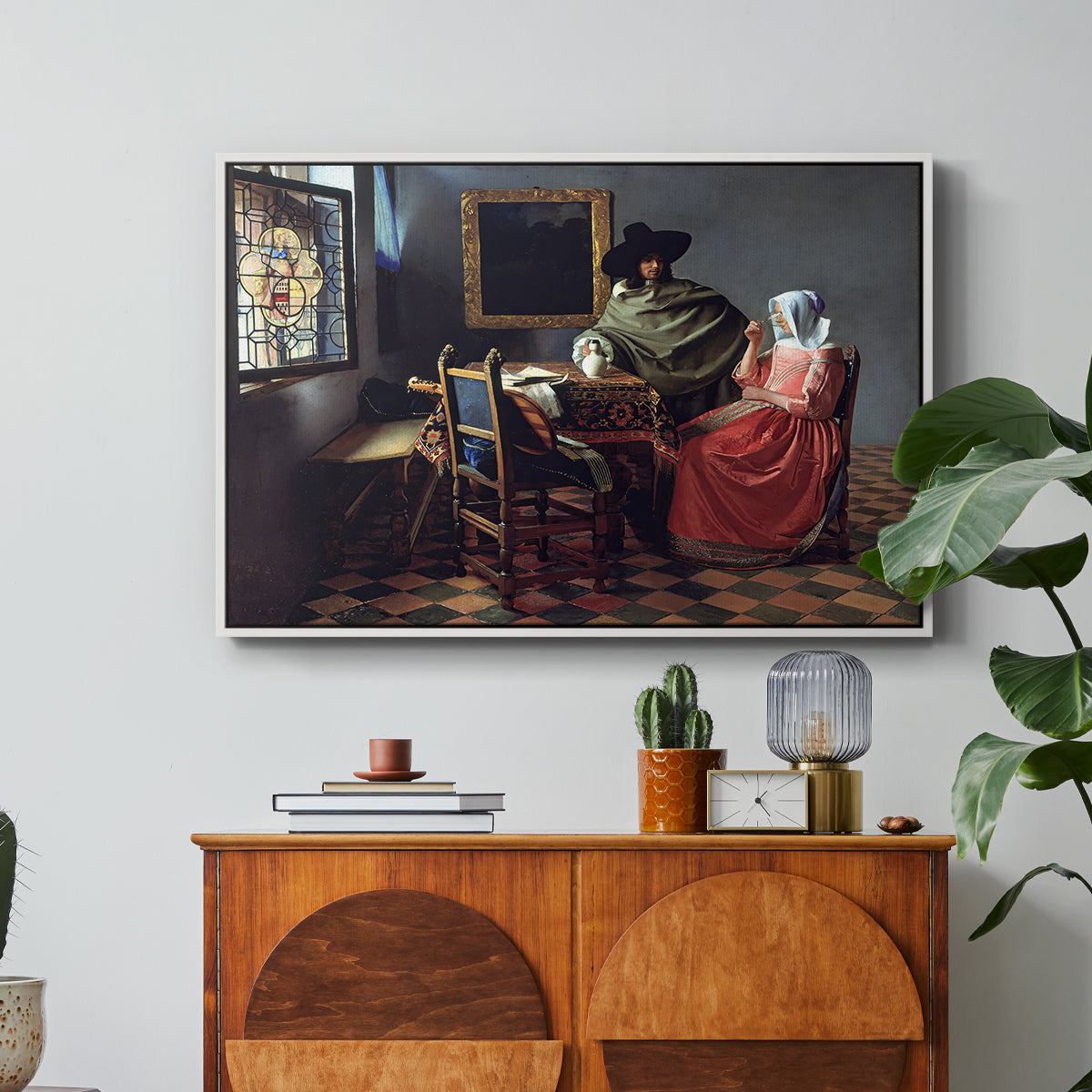 The Glass of Wine, c. 1660 - Floater Framed Canvas Print