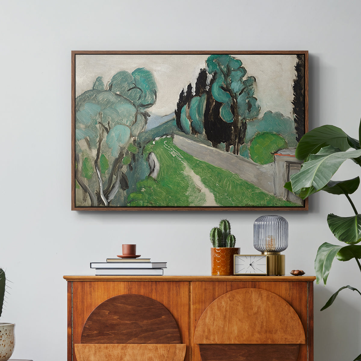 Landscape with Cypresses and Olive Trees near Nice, c. 1918 - Floater Framed Canvas Print