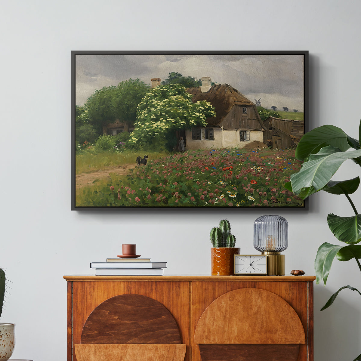 Farmhouse with Meadow Flowers, 1909 - Floater Framed Canvas Print