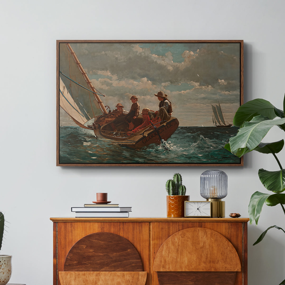 Breezing Up (A Fair Wind), 1873-1876 - Floater Framed Canvas Print