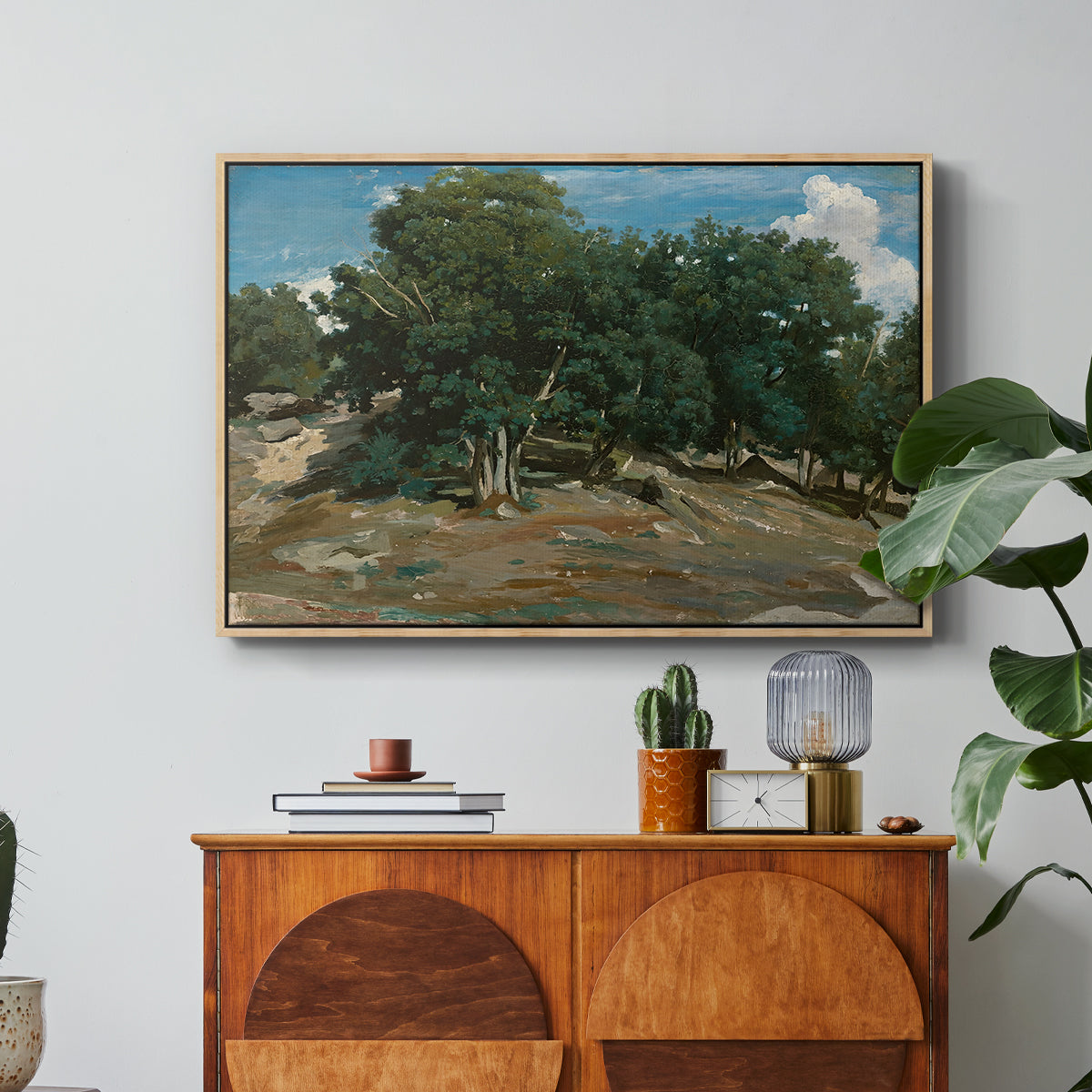 Fontainebleau: Oak Trees at Bas-Bréau, c. 1830-1835 - Floater Framed Canvas Print
