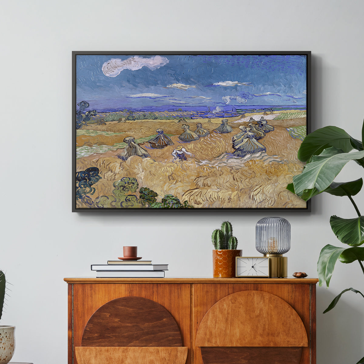 Wheat Field with Reaper, Auvers, 1888 - Floater Framed Canvas Print