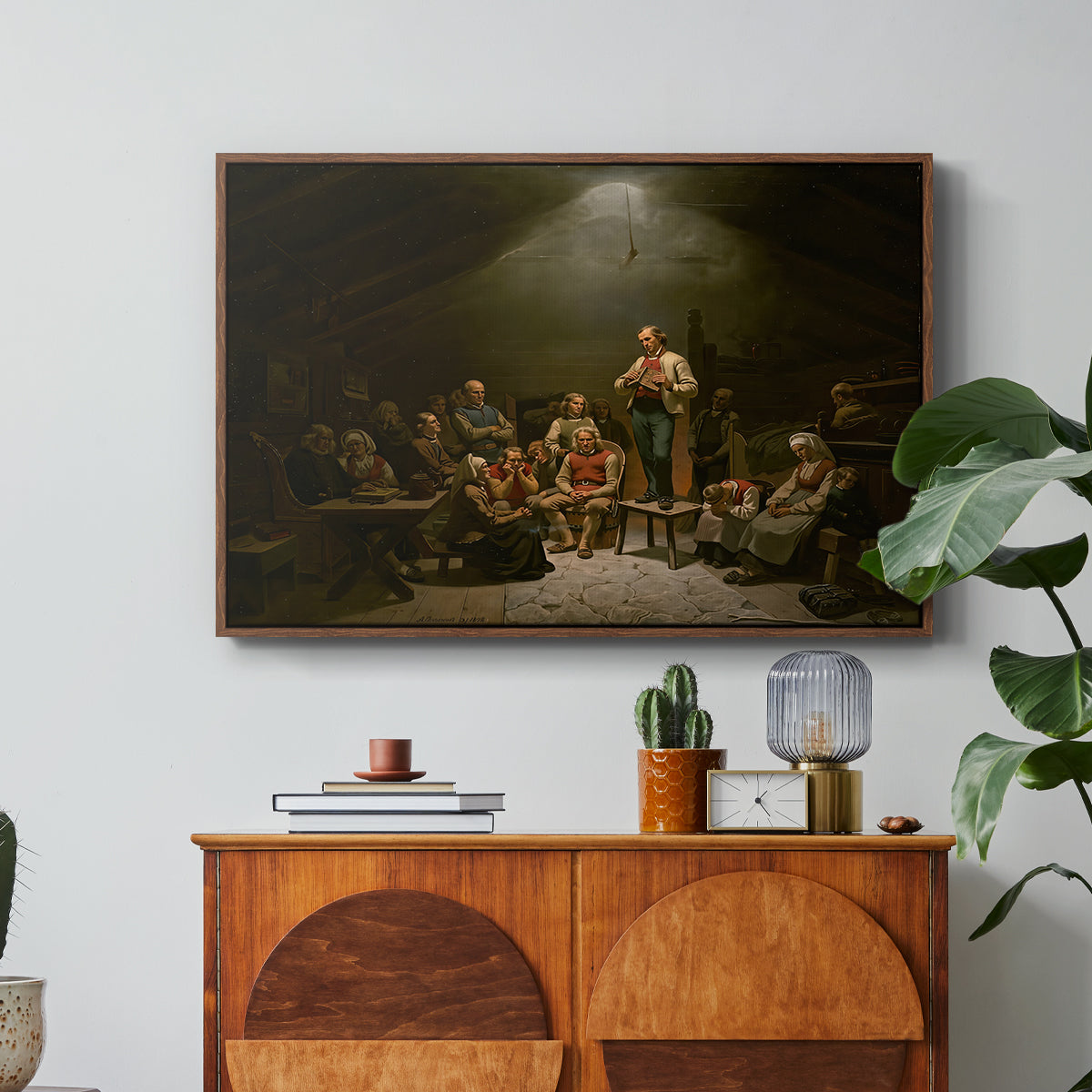 Low Church Devotion (Haugianerne), 1848 - Floater Framed Canvas Print