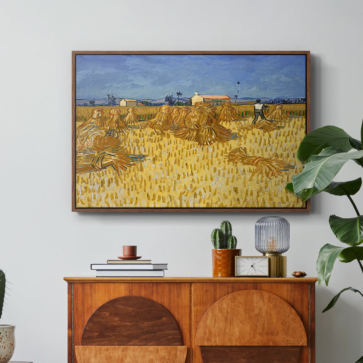 Wheat Field with Sheaves (Harvest in Provence), 1888 - Floater Framed Canvas Print
