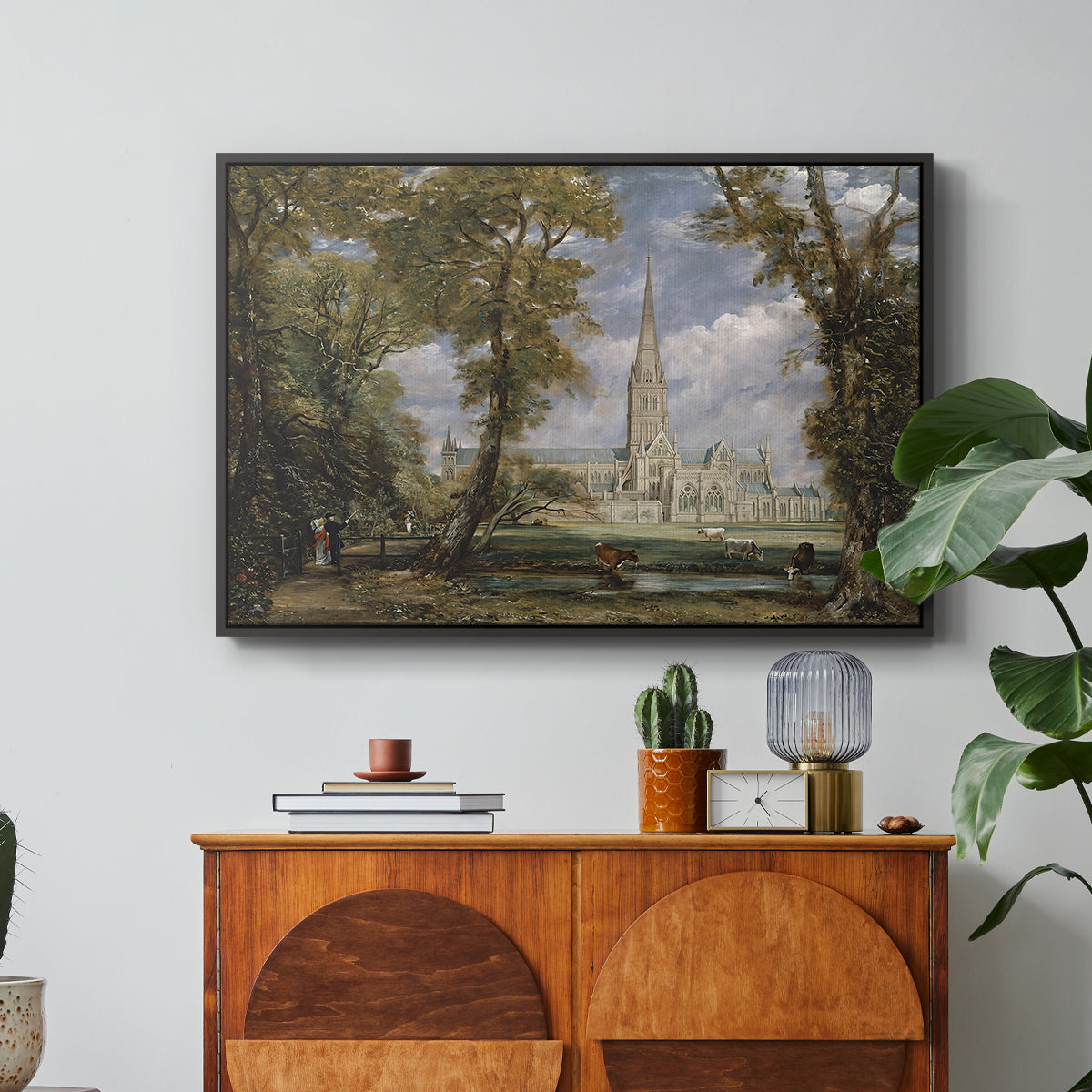 Salisbury Cathedral from the Bishop's Grounds, c. 1825 - Floater Framed Canvas Print