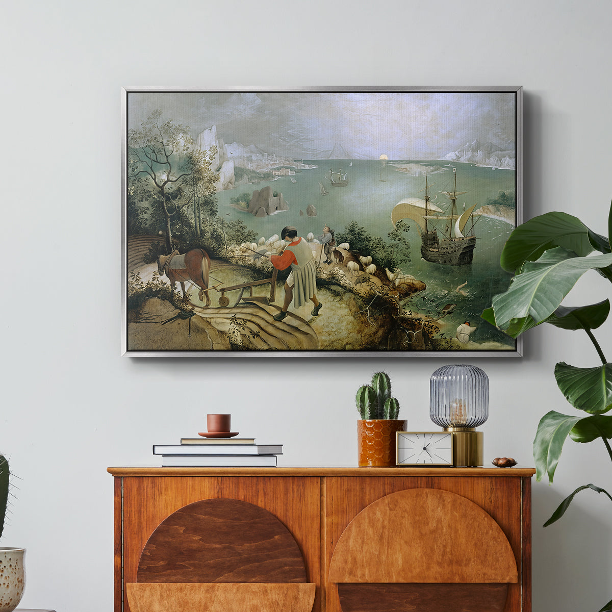 Landscape with the Fall of Icarus, c. 1560 - Floater Framed Canvas Print