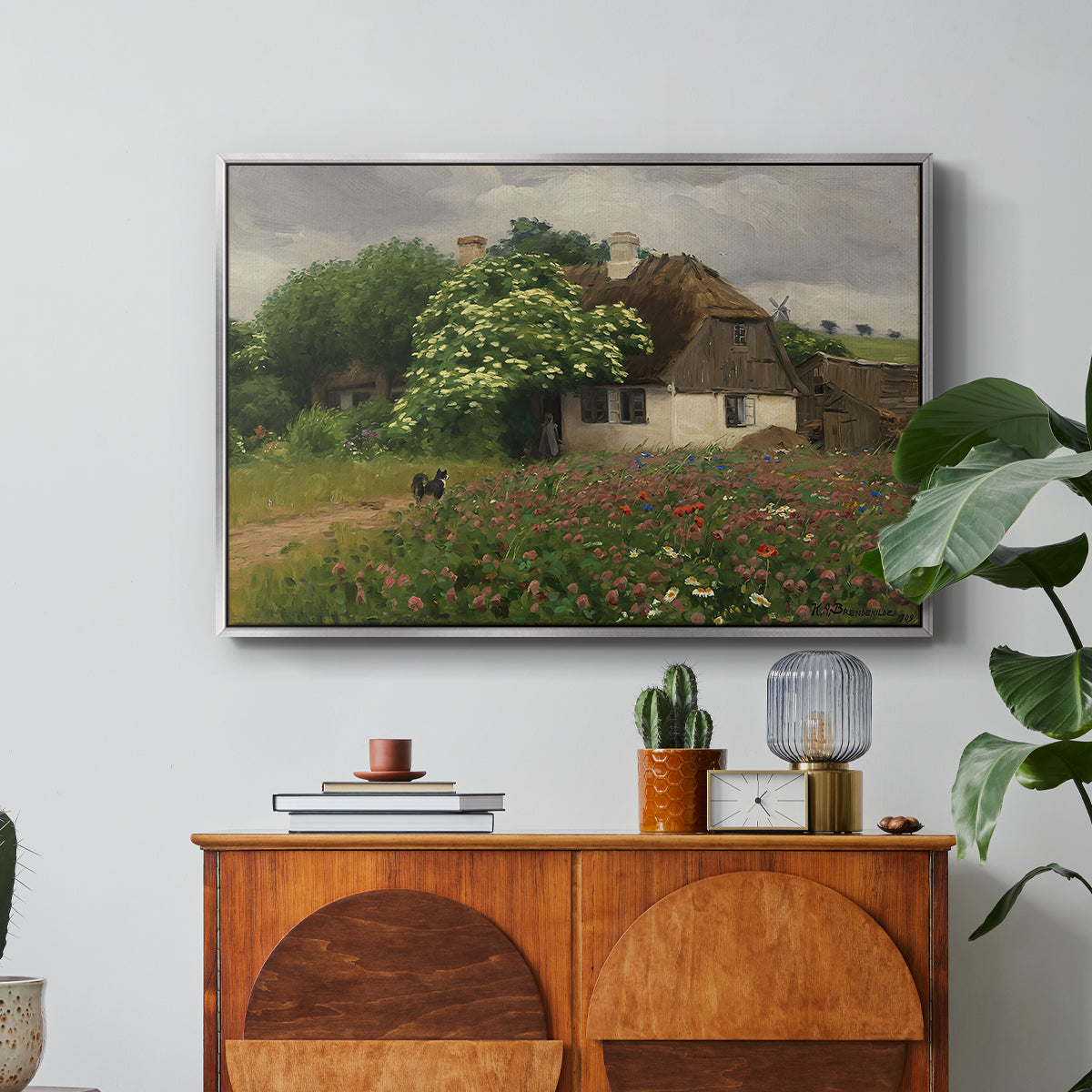Farmhouse with Meadow Flowers, 1909 - Floater Framed Canvas Print