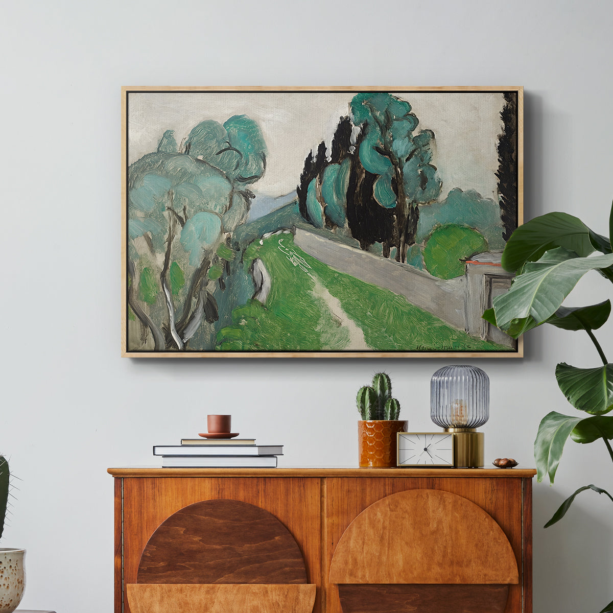Landscape with Cypresses and Olive Trees near Nice, c. 1918 - Floater Framed Canvas Print