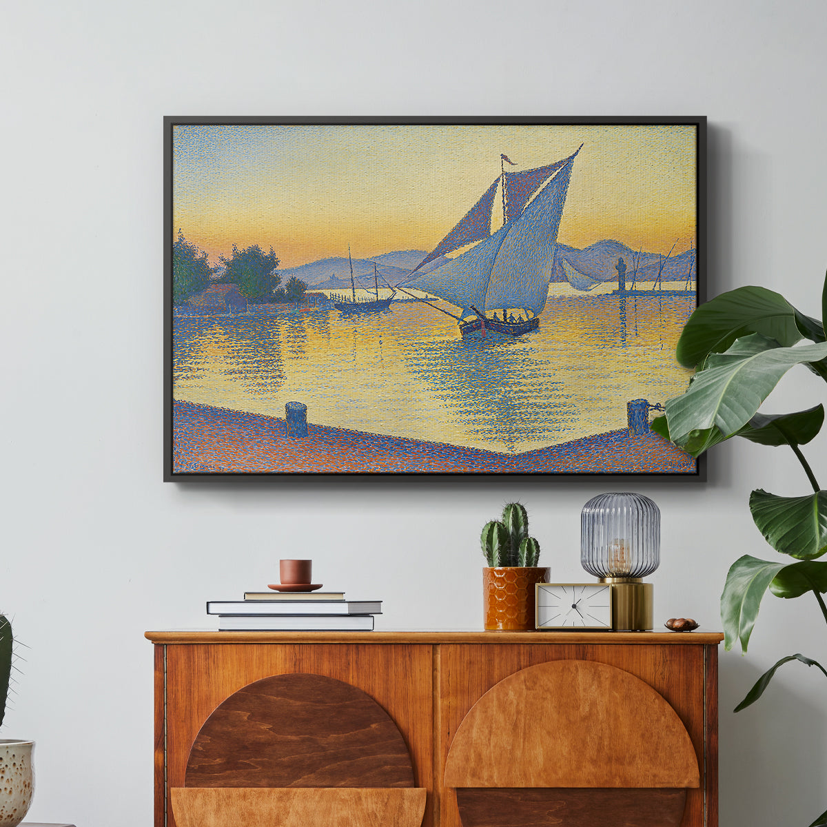The Port at Sunset, Opus 236, Saint Tropez, 1892 - Floater Framed Canvas Print