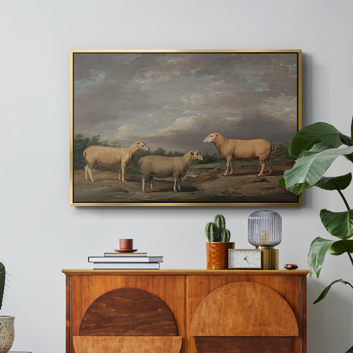 Ryelands Sheep, the King's Ram, the King's Ewe and Lord Somerville's Wether, c. 1801-1807 - Floater Framed Canvas Print