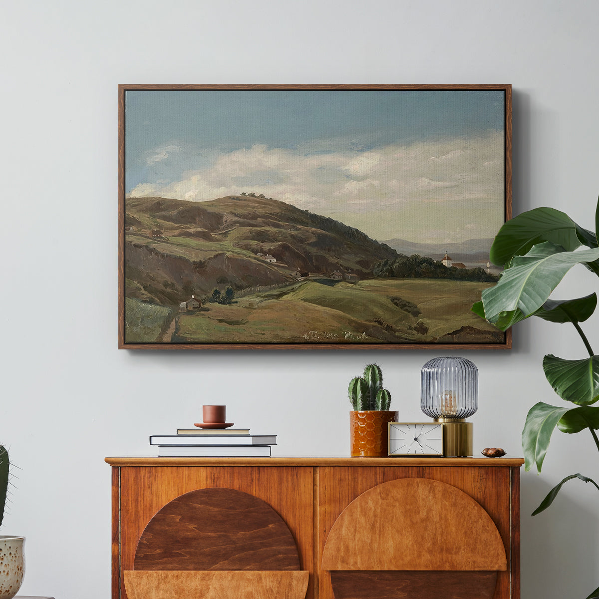 Ekeberg and Oslo Church, 1852 - Floater Framed Canvas Print