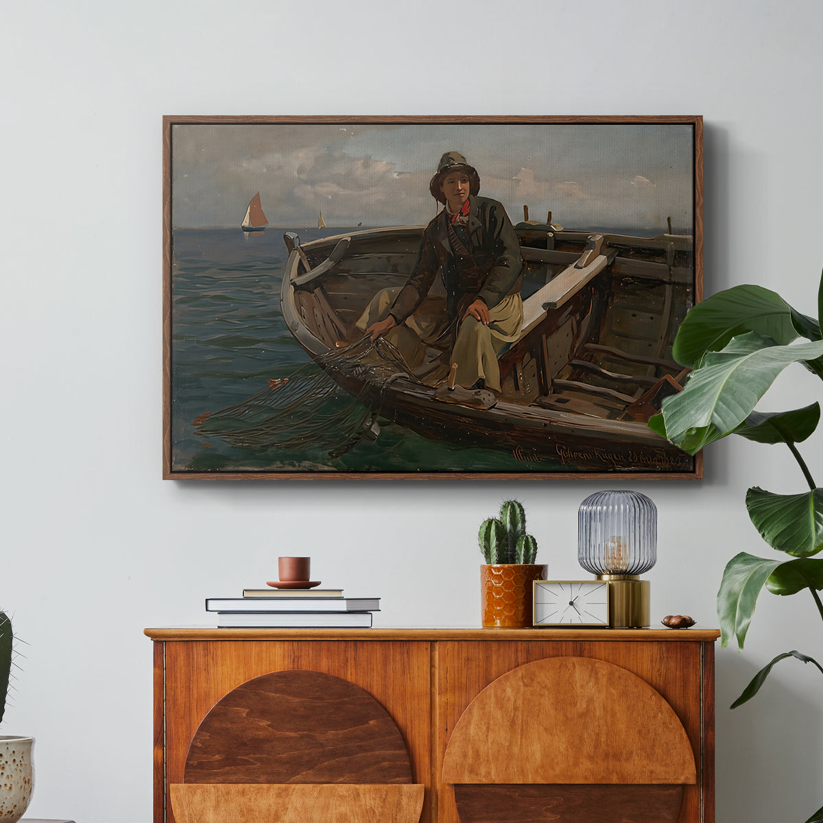 Fishermen from Rügen, 1882 - Floater Framed Canvas Print