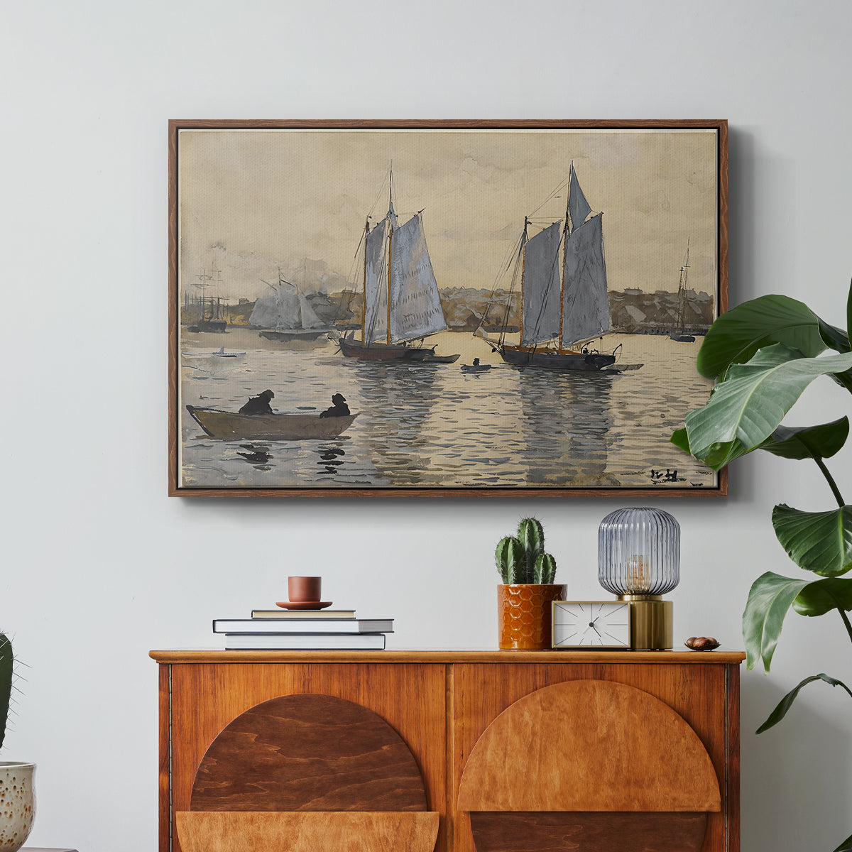 Two Schooners, Gloucester, c. 1880 - Floater Framed Canvas Print
