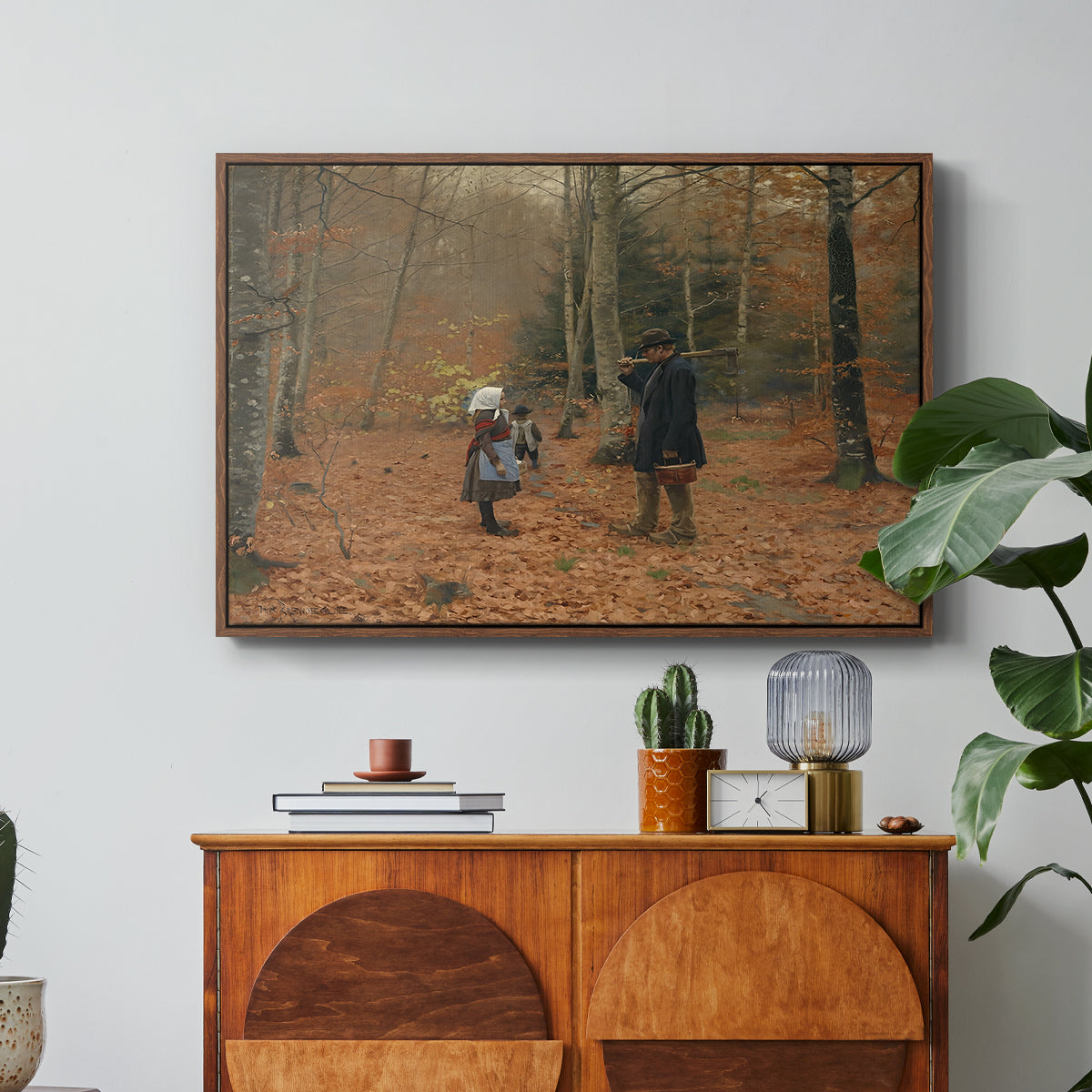 The Woodman and his Children, 1886 - Floater Framed Canvas Print