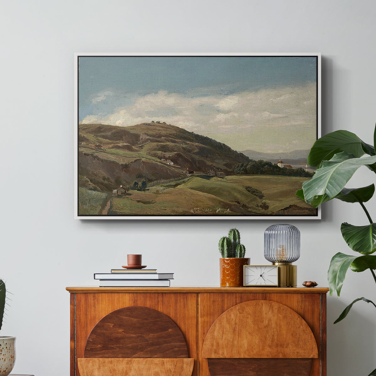 Ekeberg and Oslo Church, 1852 - Floater Framed Canvas Print