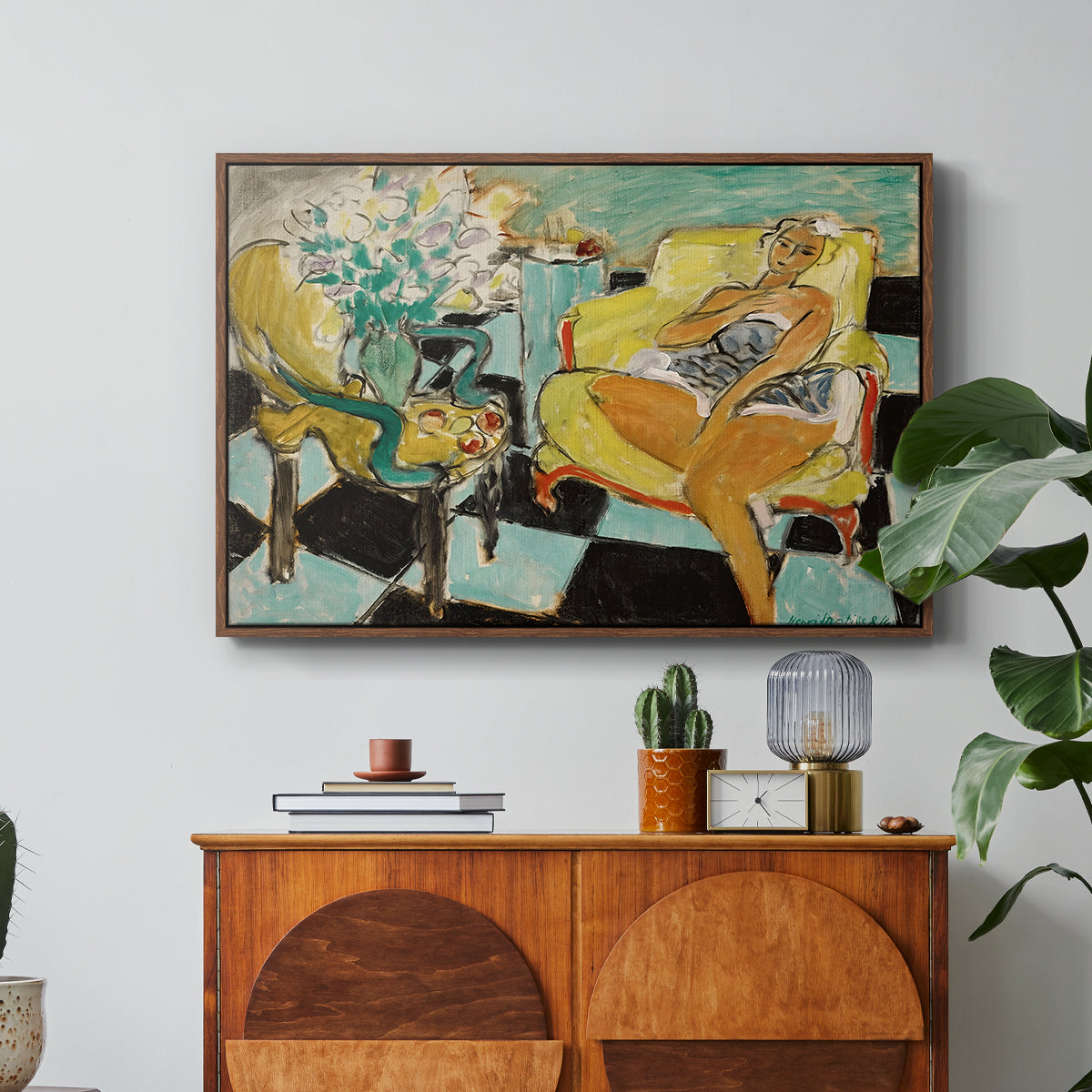 Seated Woman with Flower, 1942 - Floater Framed Canvas Print