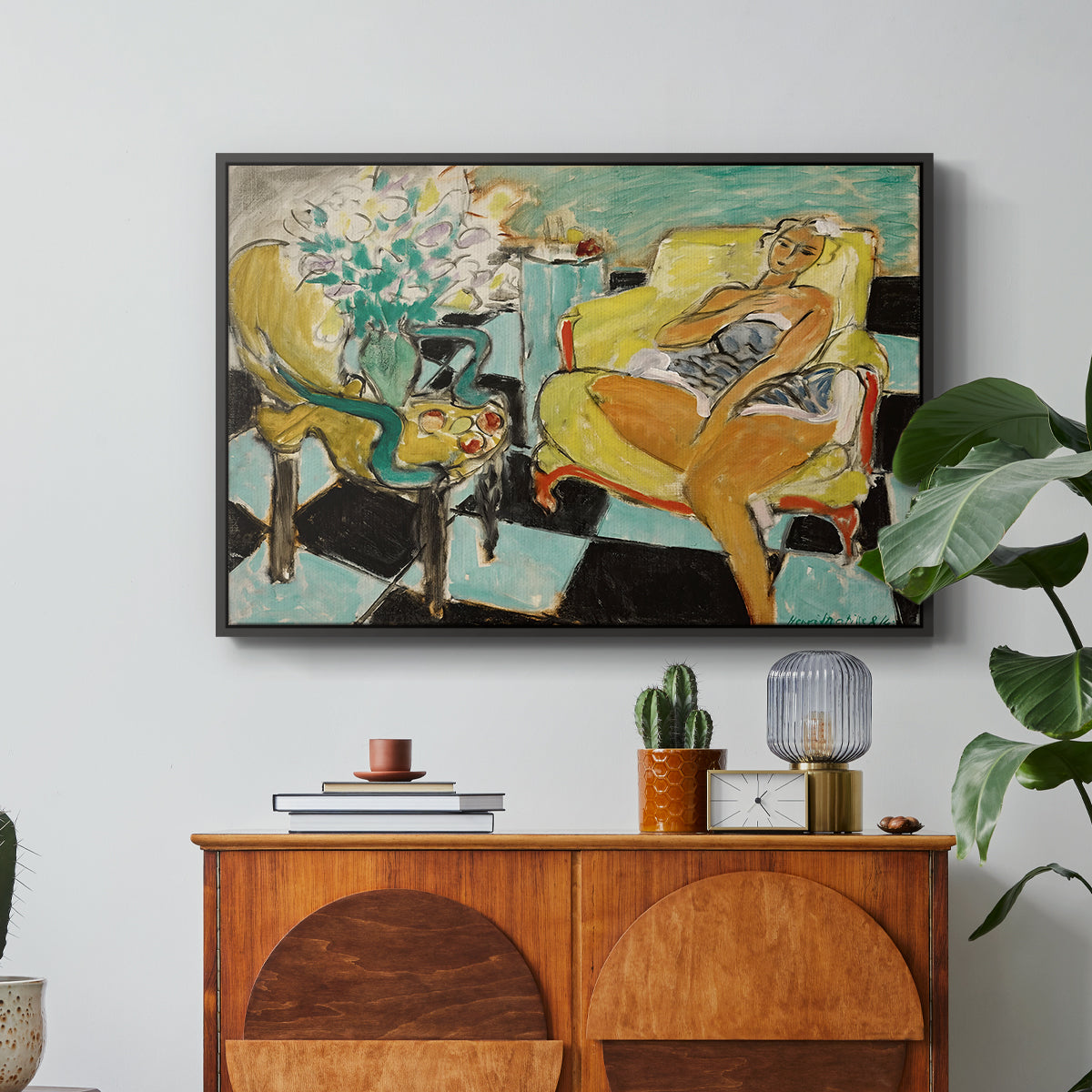 Seated Woman with Flower, 1942 - Floater Framed Canvas Print
