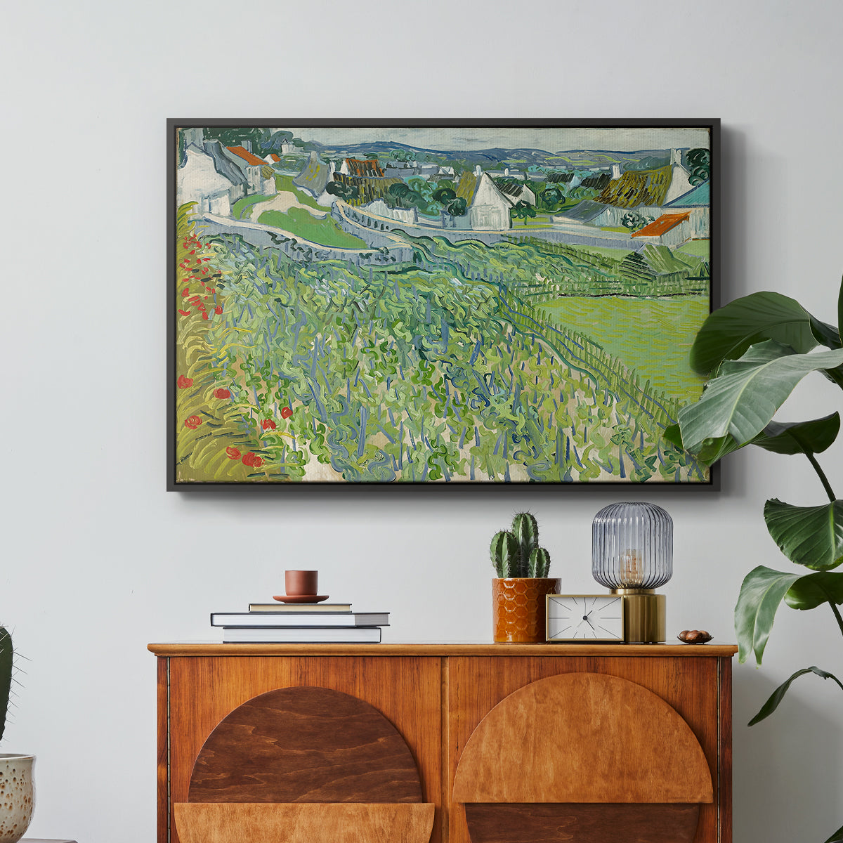 Vineyards at Auvers, 1890 - Floater Framed Canvas Print