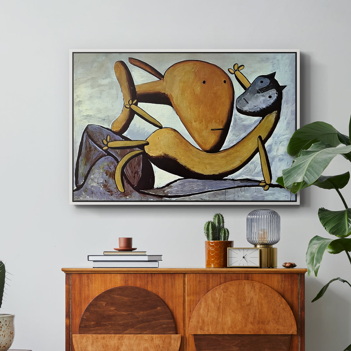 Cat and Big Fish, c. 1931 - Floater Framed Canvas Print