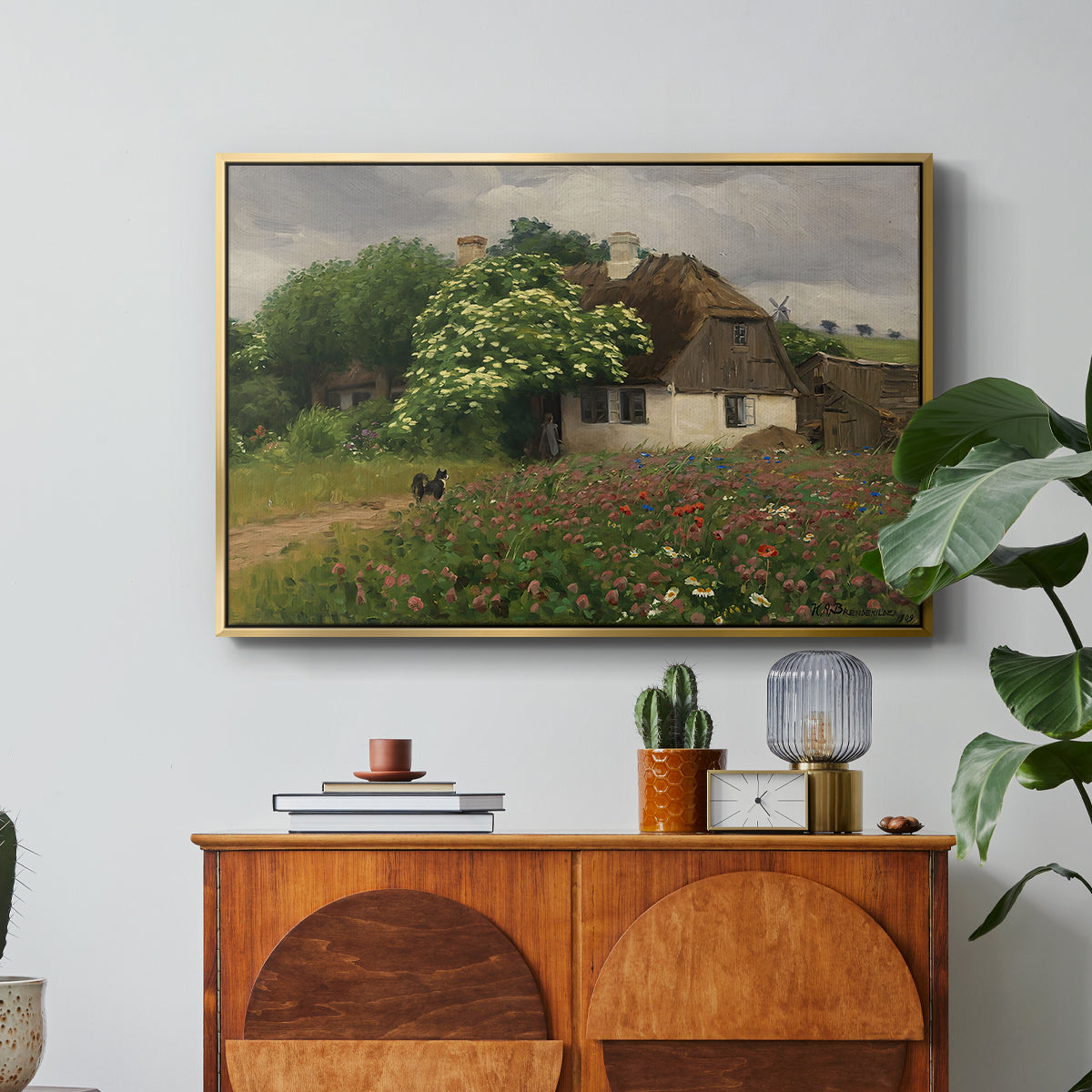 Farmhouse with Meadow Flowers, 1909 - Floater Framed Canvas Print