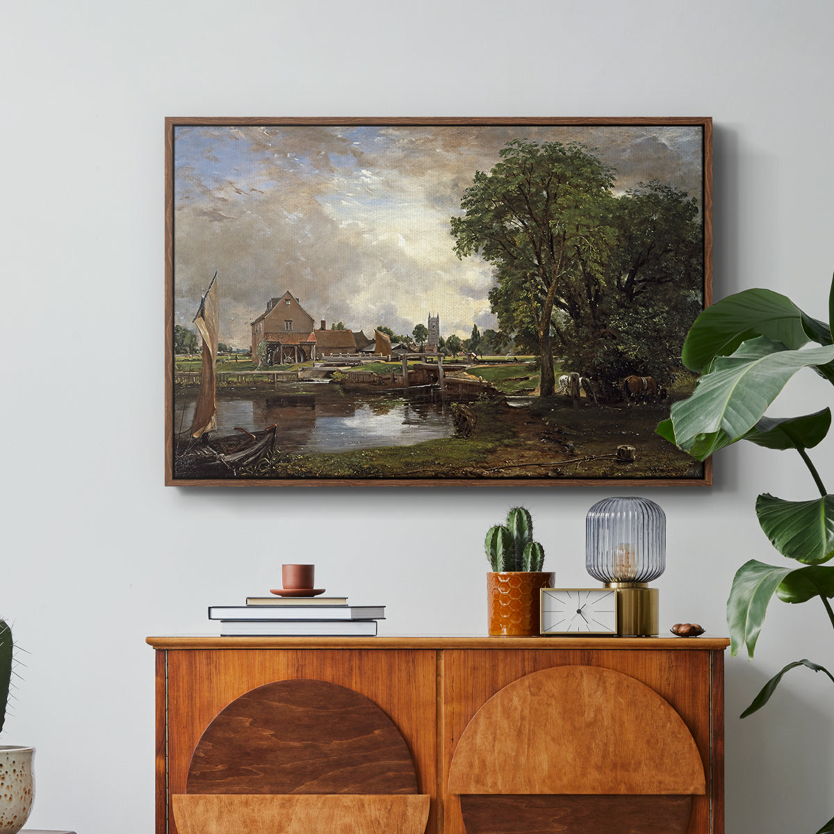 Dedham Lock and Mill, c. 1820 - Floater Framed Canvas Print