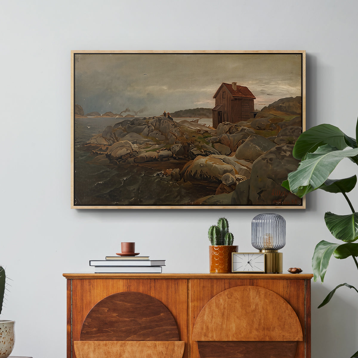 A Fisherman's Home, Lillesand, 1858 - Floater Framed Canvas Print