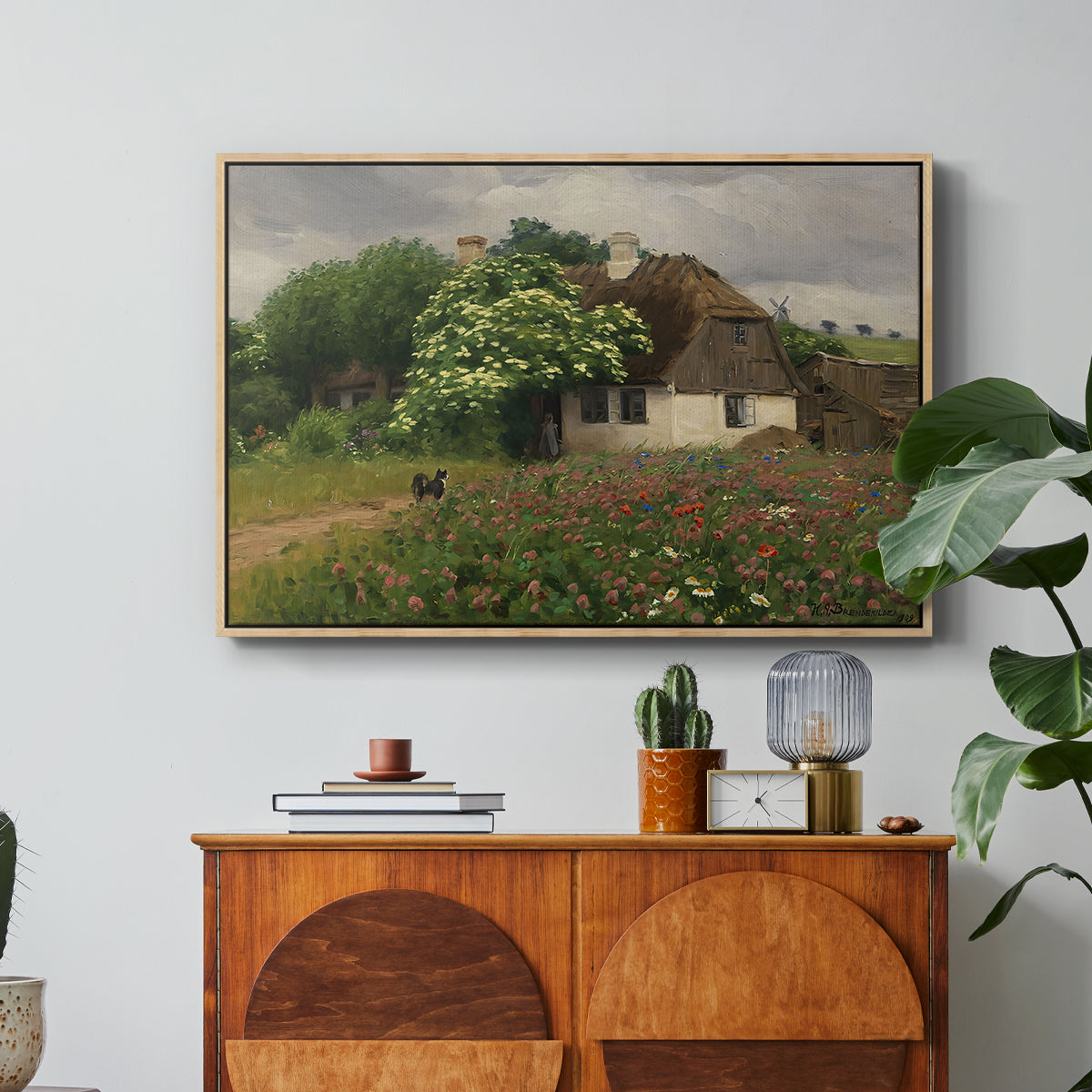 Farmhouse with Meadow Flowers, 1909 - Floater Framed Canvas Print