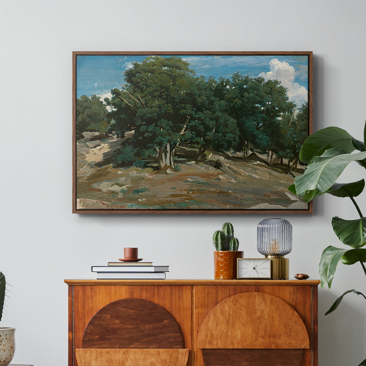 Fontainebleau: Oak Trees at Bas-Bréau, c. 1830-1835 - Floater Framed Canvas Print