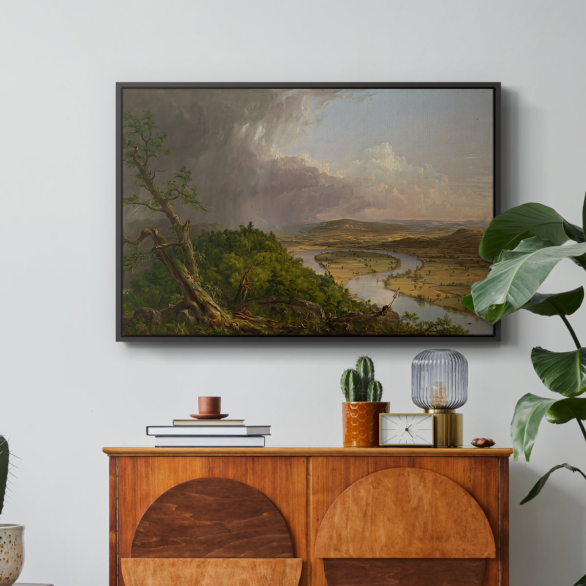 View from Mount Holyoke, Northampton, Massachusetts, after a Thunderstorm (Oxbow), 1836 - Floater Framed Canvas Print