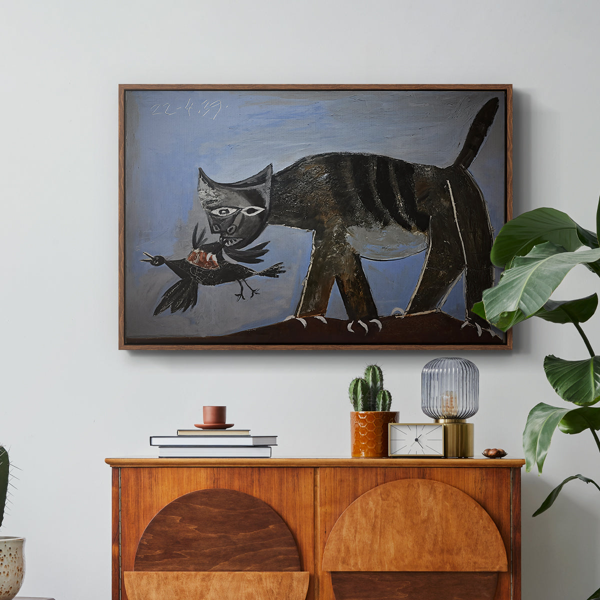 Cat Catching a Bird, 1939 - Floater Framed Canvas Print