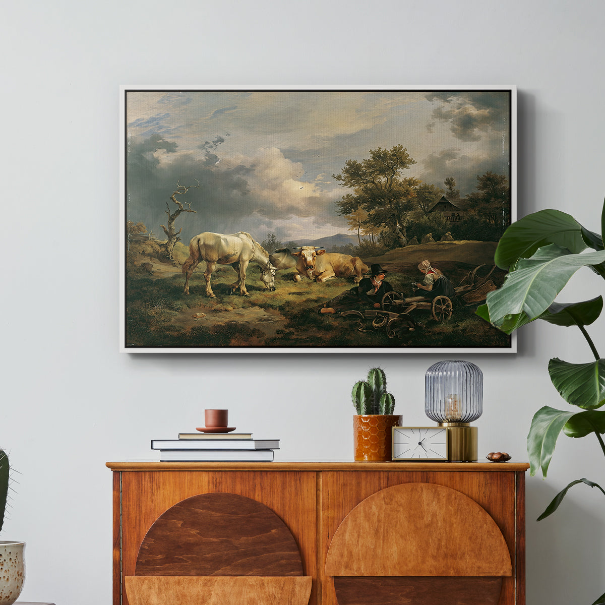 Young Peasant Couple Resting in the Field, 1829 - Floater Framed Canvas Print