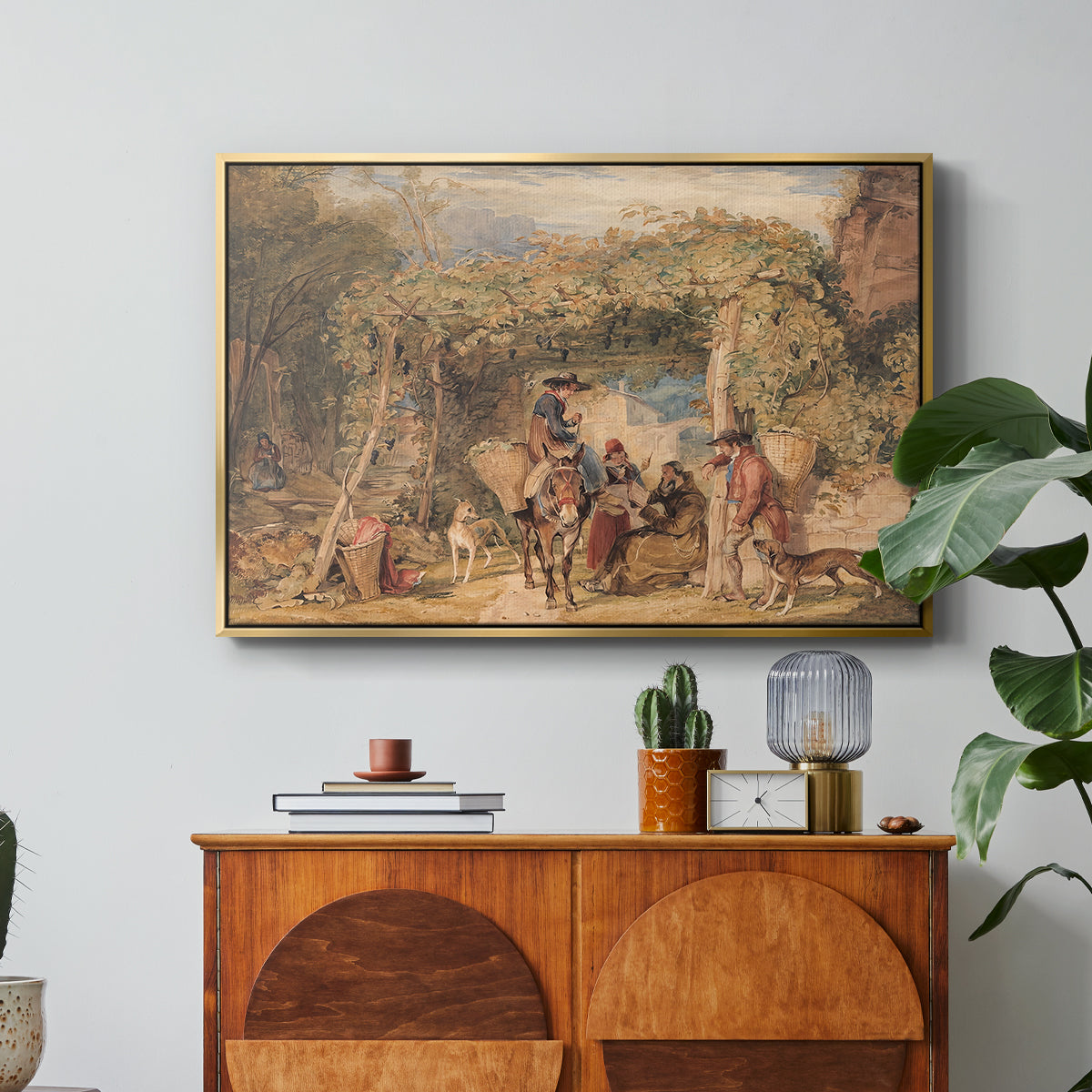 Figures and Animals in a Vineyard, c. 1829 - Floater Framed Canvas Print