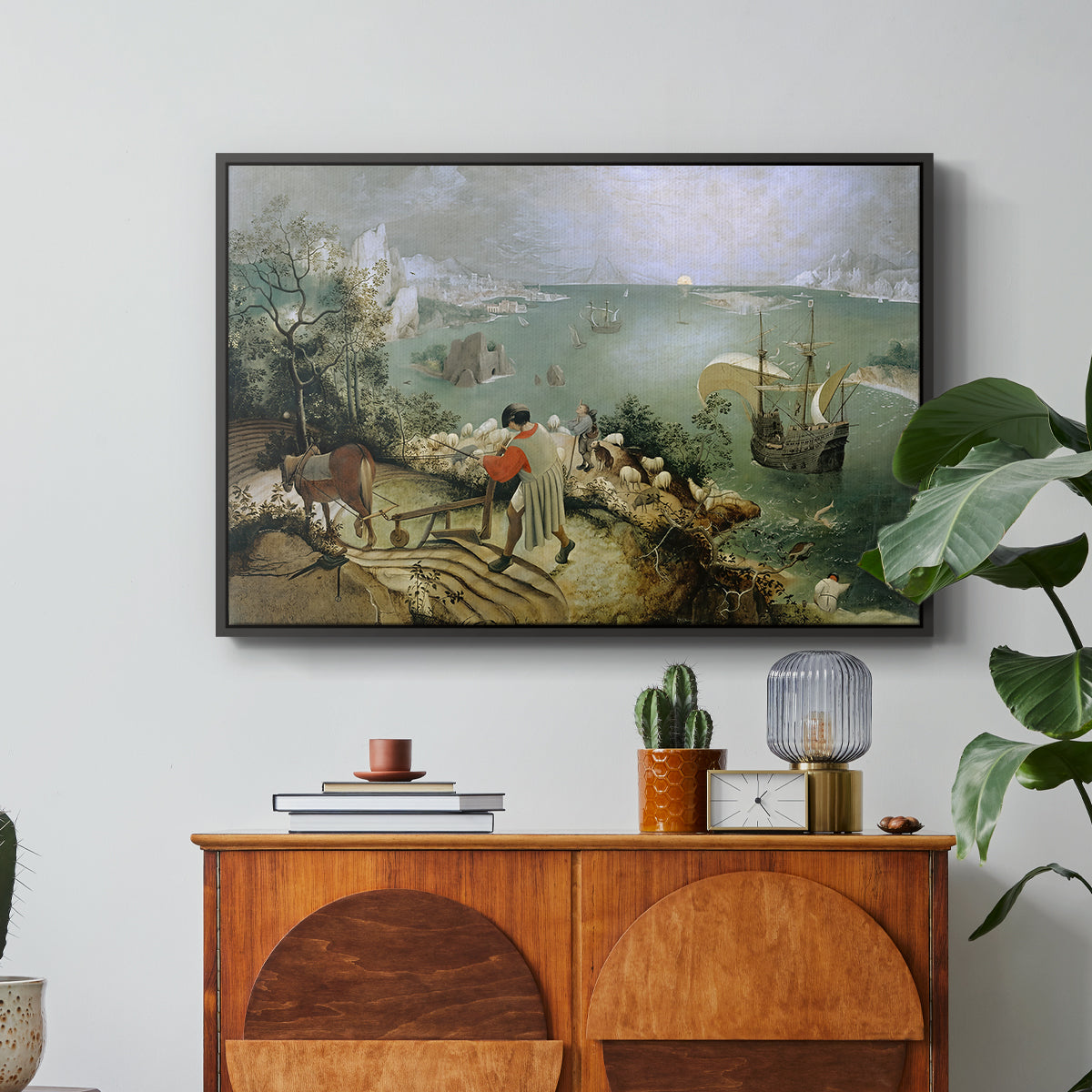 Landscape with the Fall of Icarus, c. 1560 - Floater Framed Canvas Print