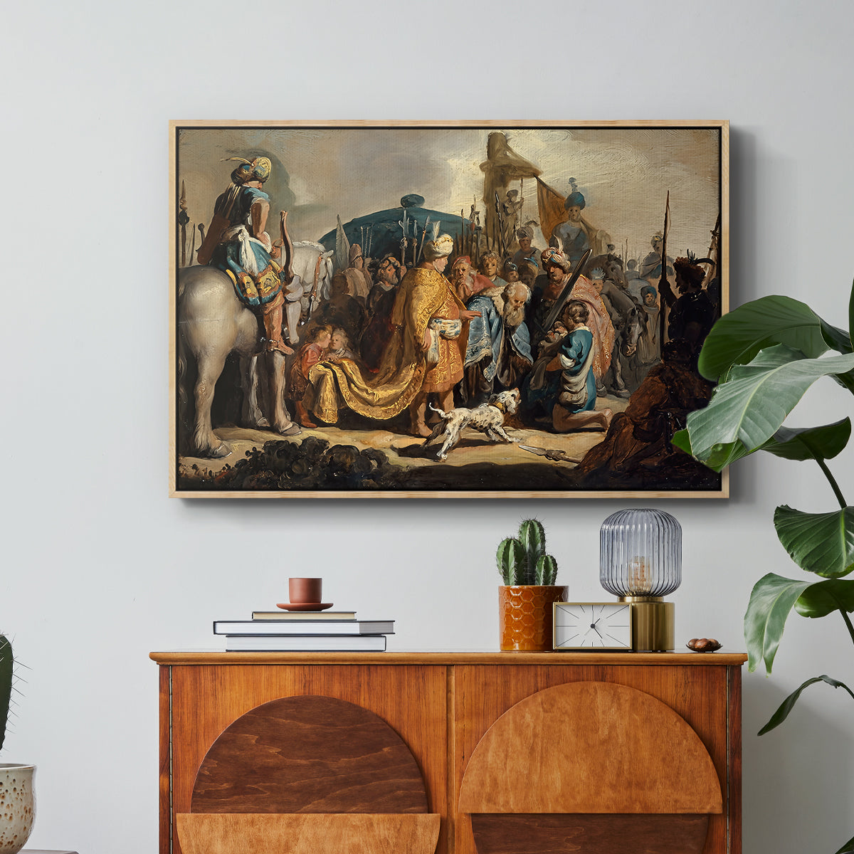 David with Goliath's Head in front of Saul, for Rembrandt, 1627 - Floater Framed Canvas Print