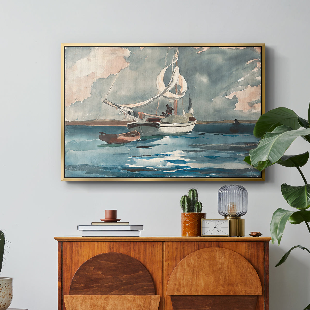 Sloop, Nassau, 1899 - Floater Framed Canvas Print