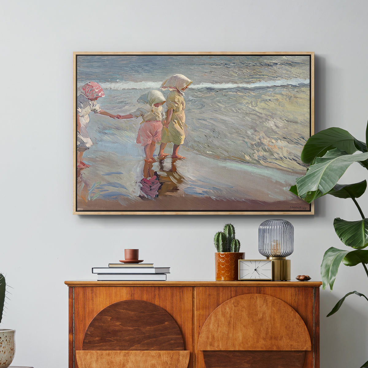 The Three Sisters on the Beach, 1908 - Floater Framed Canvas Print