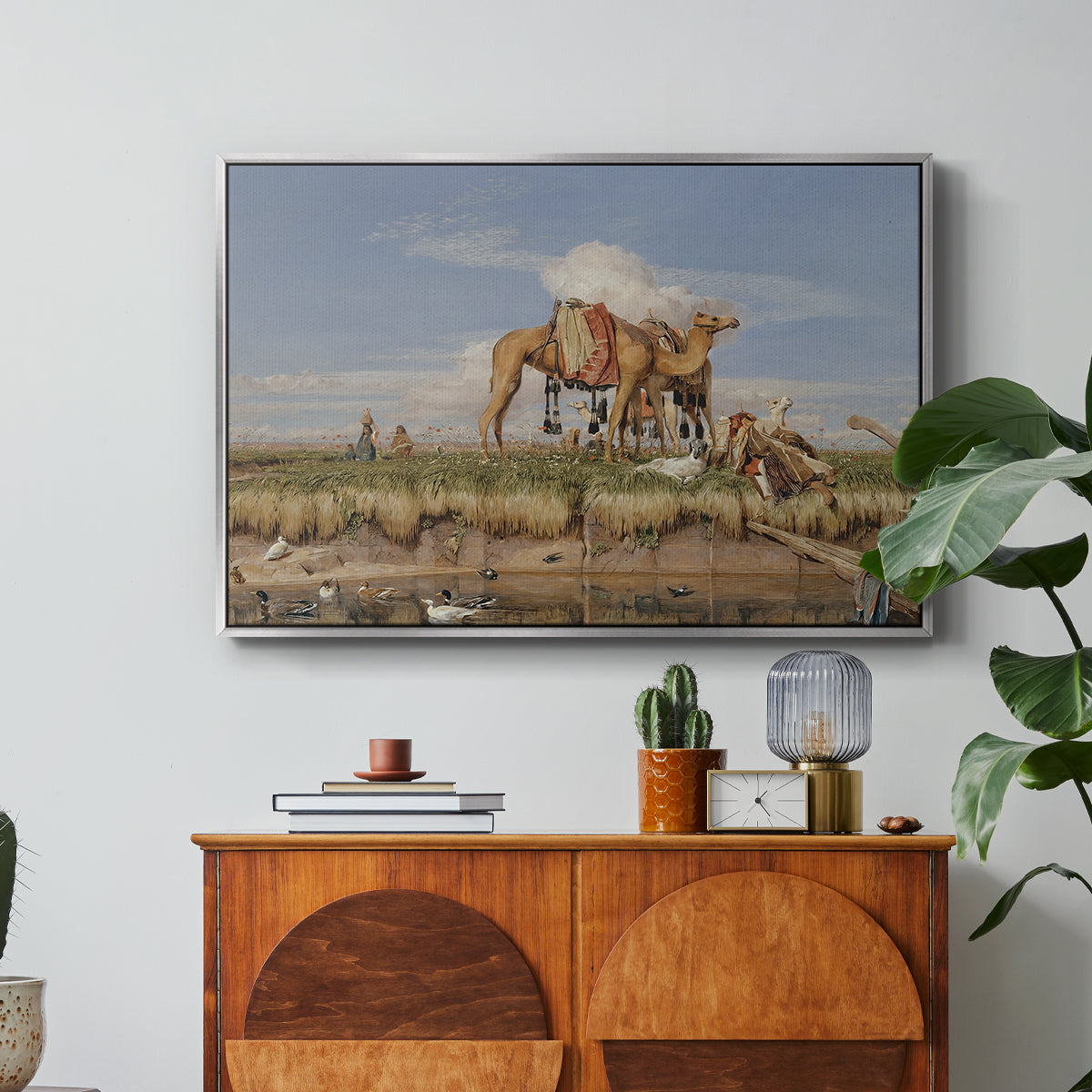 On the Banks of the Nile, Upper Egypt, 1876 - Floater Framed Canvas Print