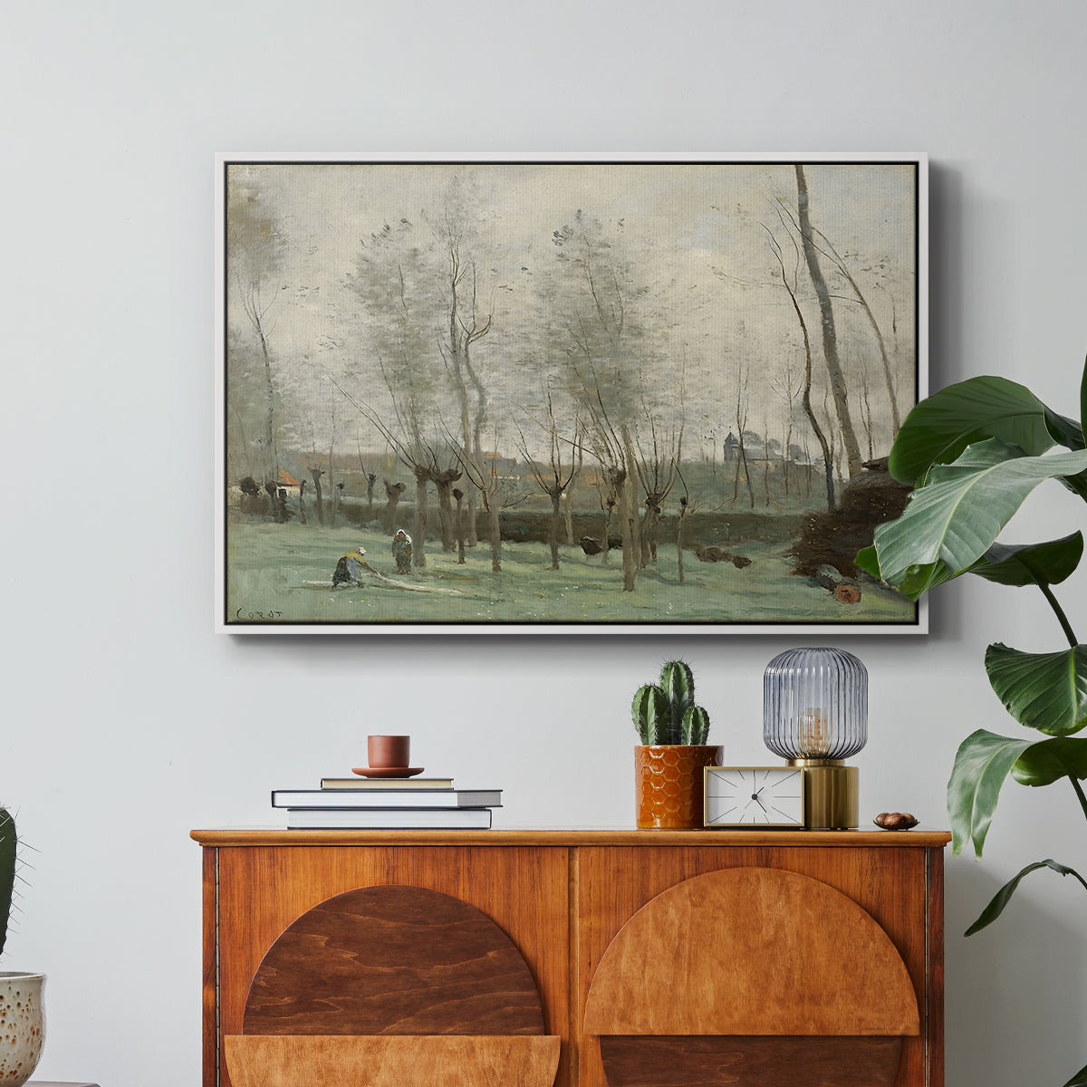 Washerwomen in a Willow Grove, c. 1871 - Floater Framed Canvas Print