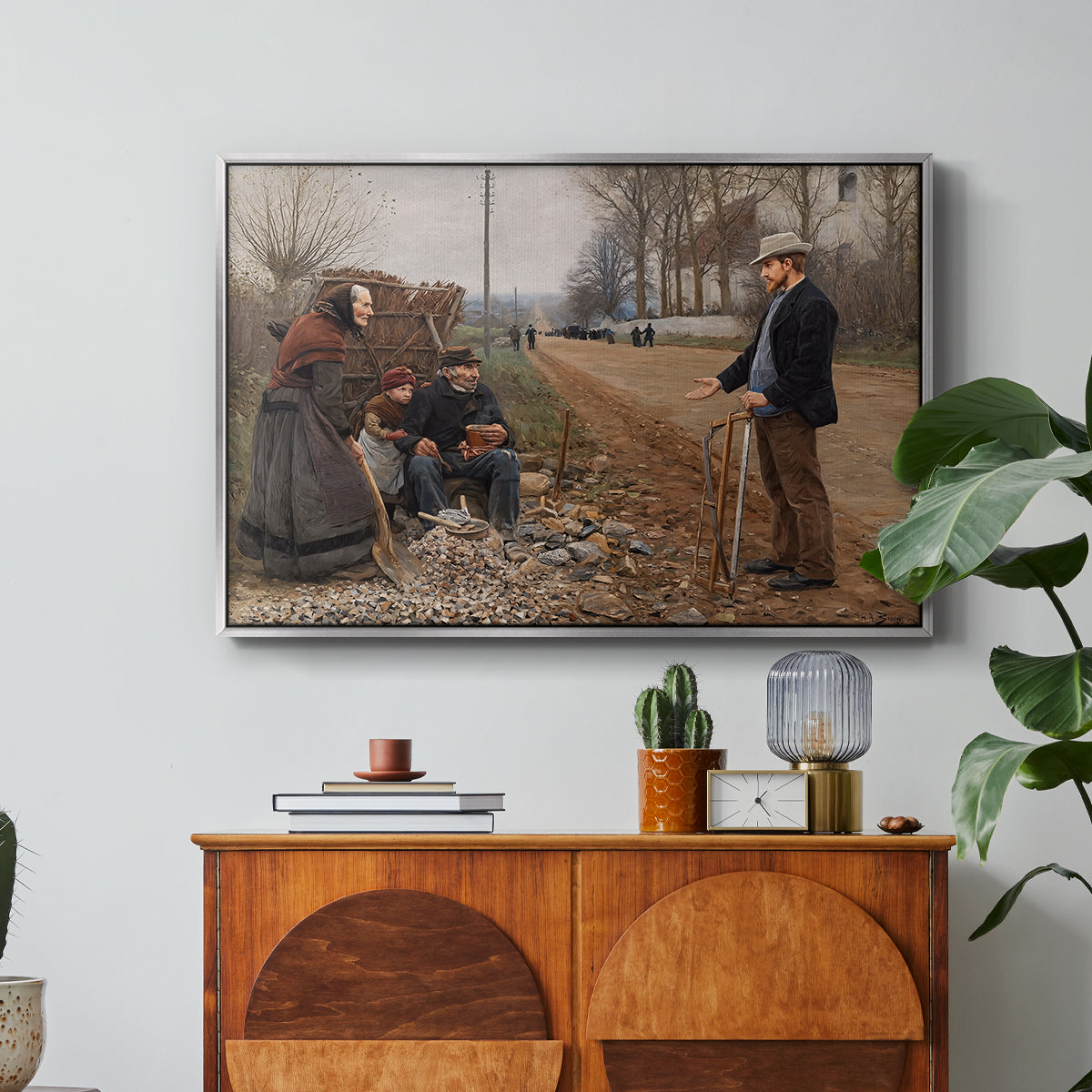 People by a Road, 1893 - Floater Framed Canvas Print