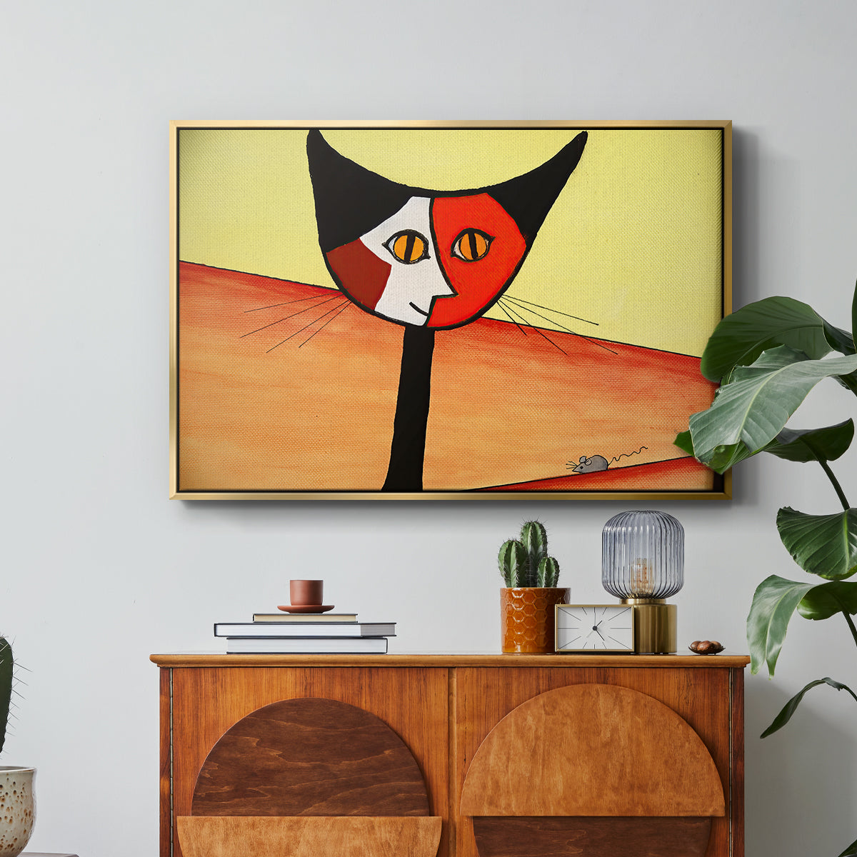 Picasso's Cat–El Gato - Floater Framed Canvas Print
