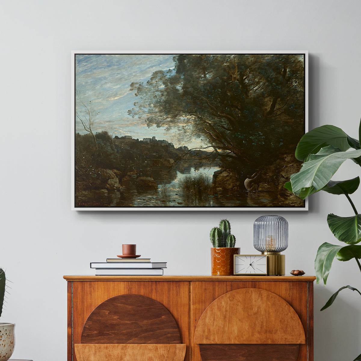 Souvenir of the Environs of Lake Nemi, 1865 - Floater Framed Canvas Print