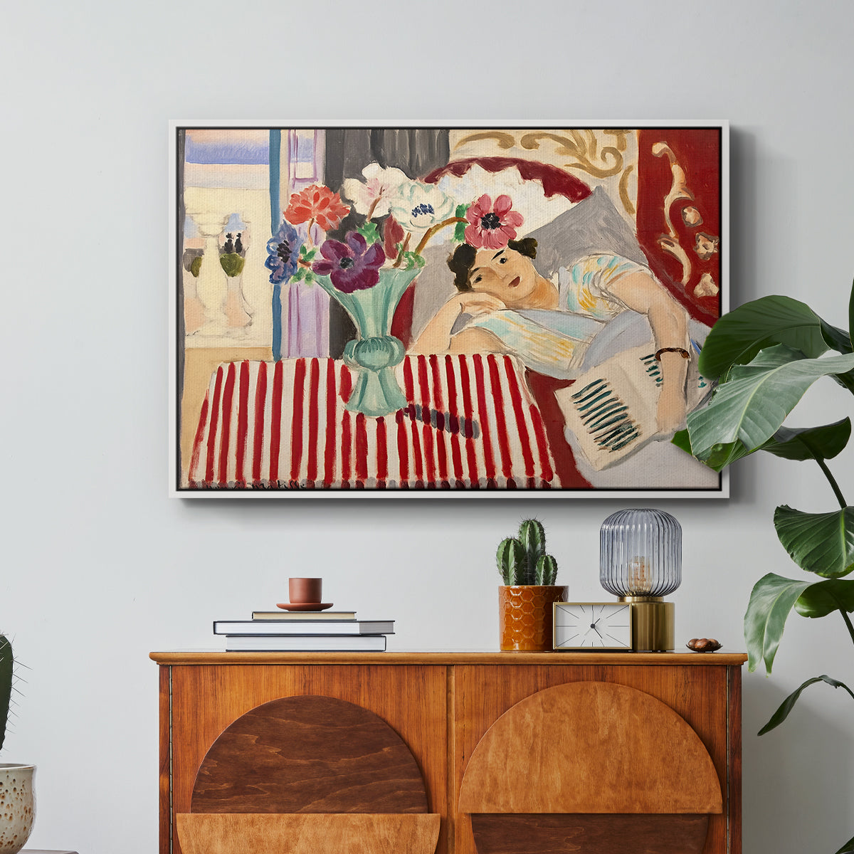 Woman with Anemones (Femme et anémones), c. 1920-1921 - Floater Framed Canvas Print