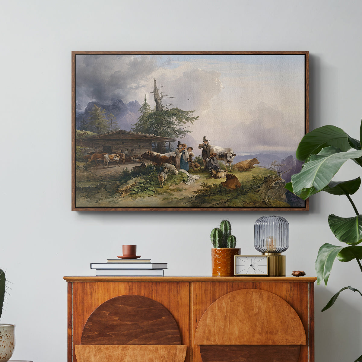 An Alpine Farm on the Untersberg, 1835 - Floater Framed Canvas Print
