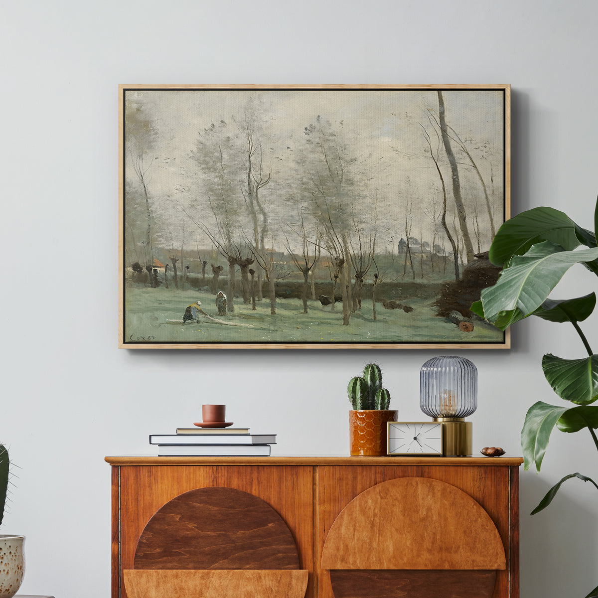 Washerwomen in a Willow Grove, c. 1871 - Floater Framed Canvas Print