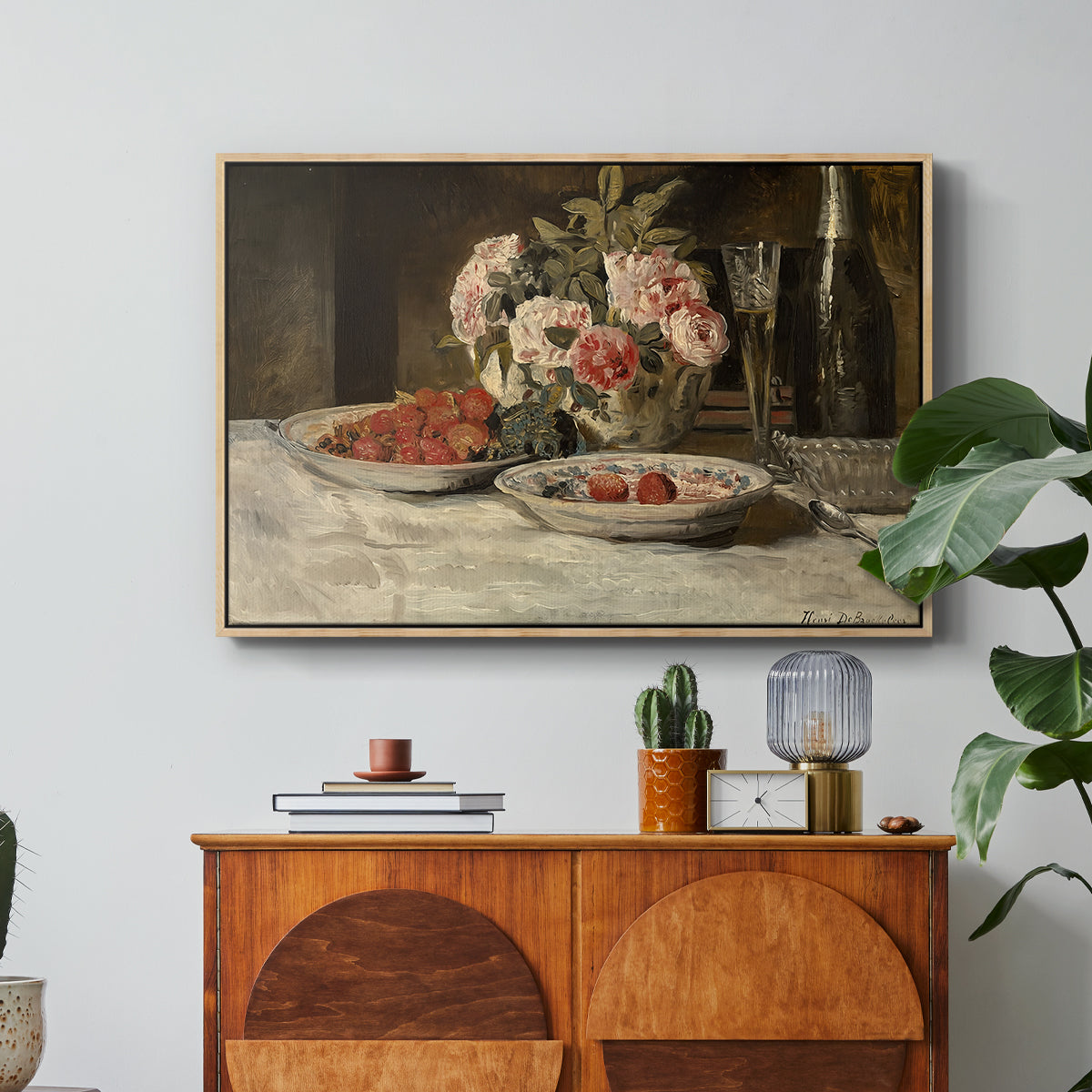 Strawberries and Champagne, c. 1881-1885 - Floater Framed Canvas Print