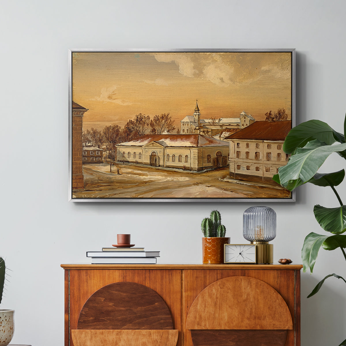 The Riding School at Akershus Castle, 1846 - Floater Framed Canvas Print