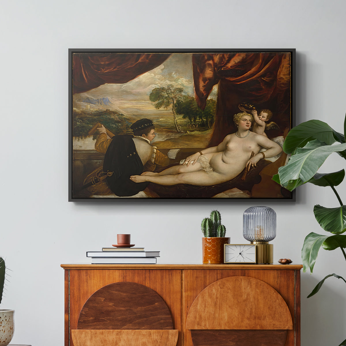 Venus and the Lute Player, c. 1565-1570 - Floater Framed Canvas Print