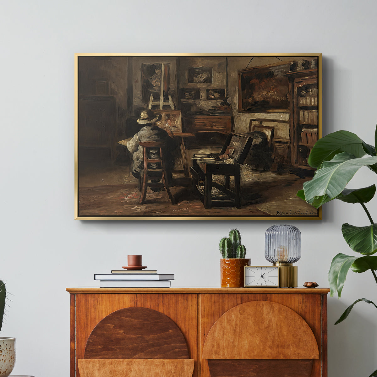 The Studio of Ferdinand De Braekeleer I, Father of the Painter, c. 1873-1885 - Floater Framed Canvas Print