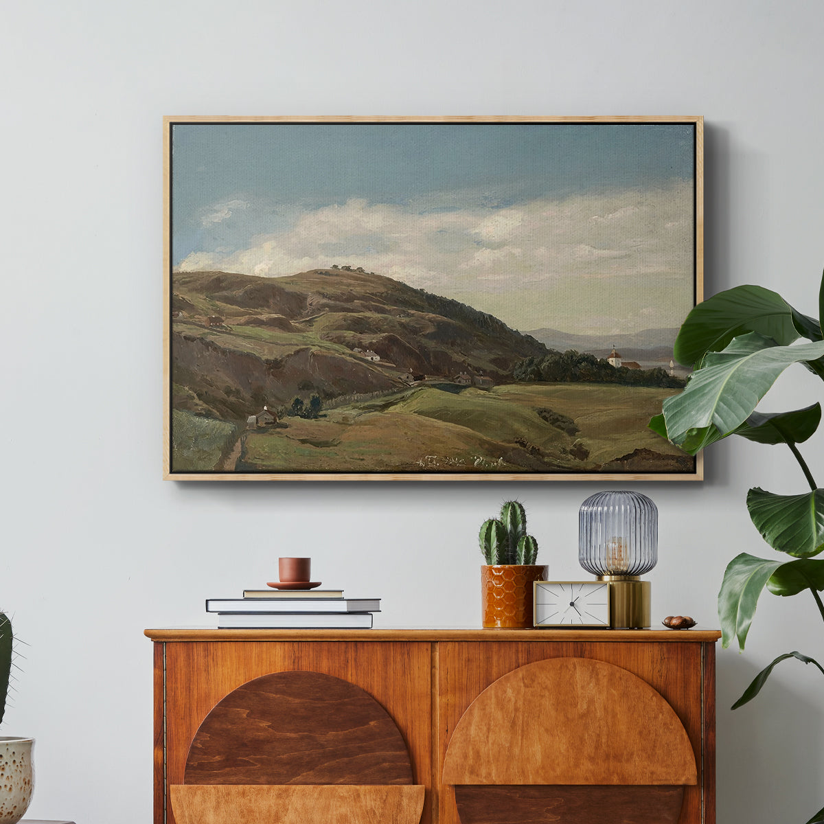 Ekeberg and Oslo Church, 1852 - Floater Framed Canvas Print